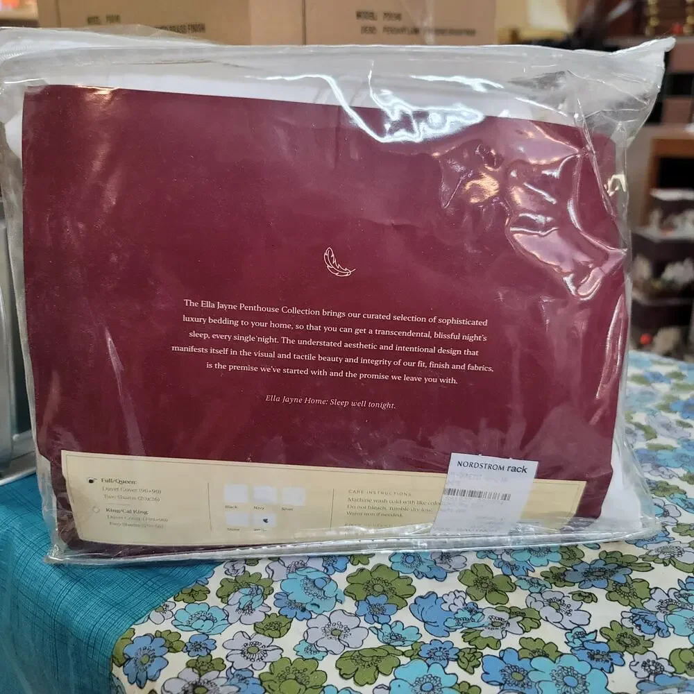 Ella Jayne Collection White Full/Queen Duvet Cover Embroidered 100% Cotton NEW